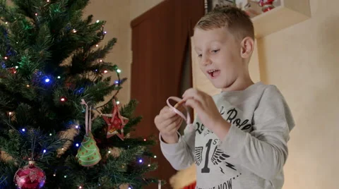 Cute boy eat gingerbread man Stock-Footage 67703845