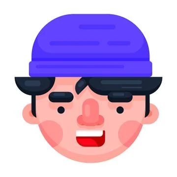 Cute boy face with winter hat. Stock Illustration