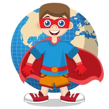 A cute boy in the form of a super hero. Stock Illustration
