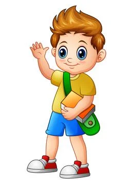 Cute boy go to school Stock Illustration