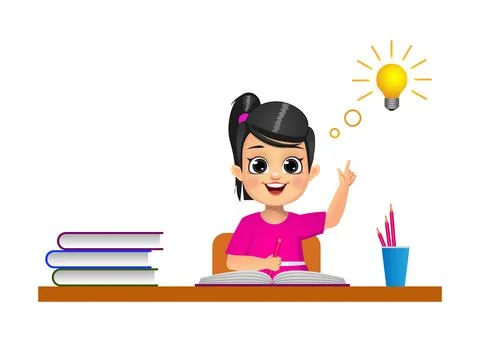 The cute boy got doubt while studying vector Stock Illustration