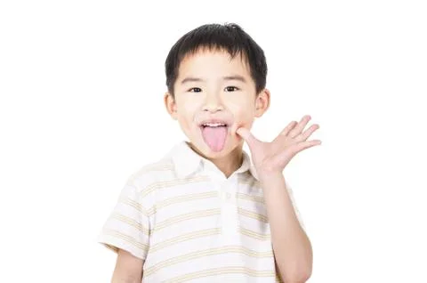 Cute boy grimace Stock Photos