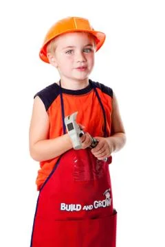 Cute boy with hammer Stock Photos