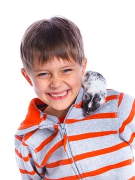 Cute boy with hamster 写真素材