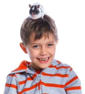 Cute boy with hamster 写真素材