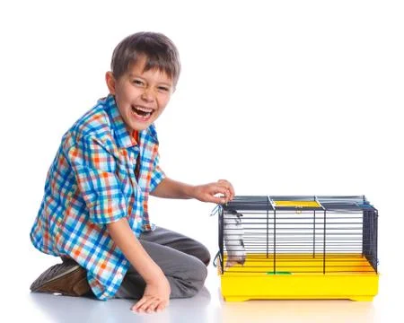 Cute boy with hamster Фото