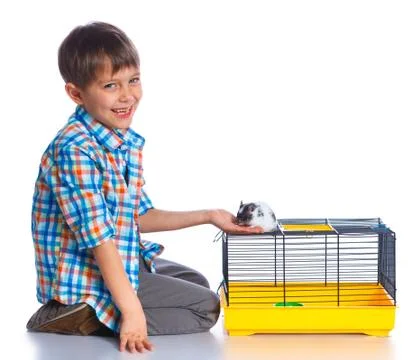 Cute boy with hamster 写真素材