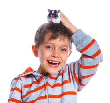 Cute boy with hamster 写真素材