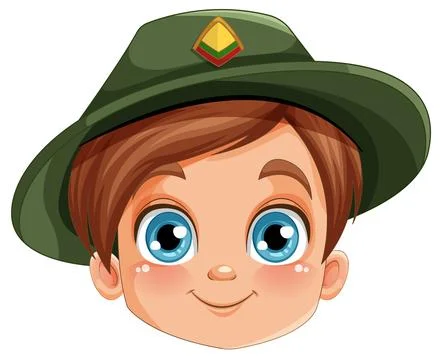Cute boy hat wearing hat Stock Illustration