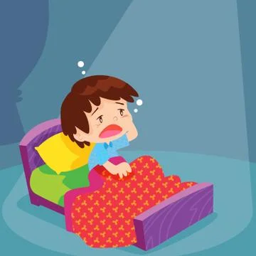 Cute boy have Sleepless Stock Illustration