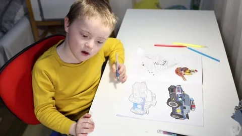 Cute boy with his desk Stock Footage 300502956