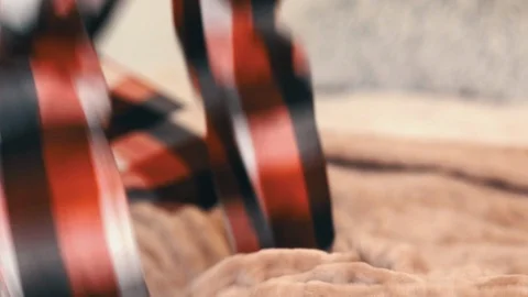 Cute boy jumps on bed with mom in identical pajamas Stock Footage 122016705