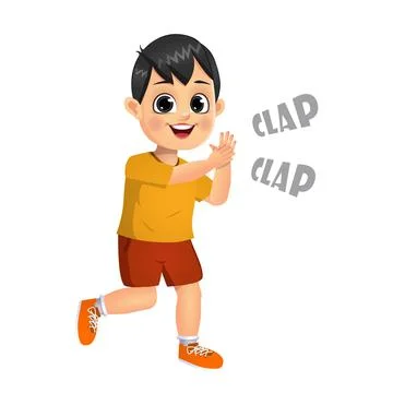 Cute boy kid clapping vector Stock Illustration