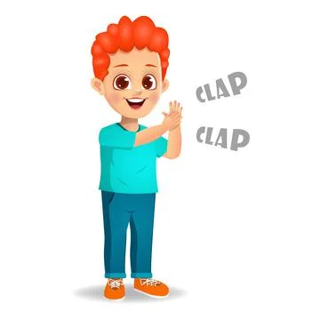 Cute boy kid clapping vector Stock Illustration