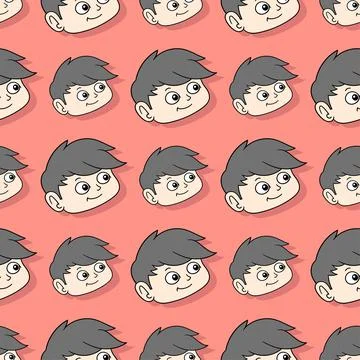 Cute boy kid seamless repeat pattern. background illustration Illustrazione stock