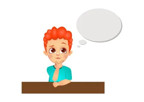 Cute boy kid thinking with speech bubble Stock Illustration