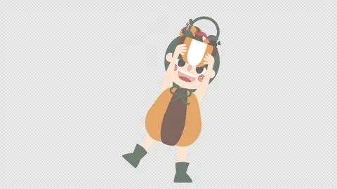 Cute Boy Lifting Halloween Candy Bucket Above Head Animation With Transparent Stock Footage 339110430