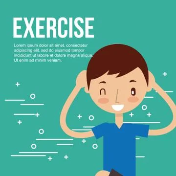 Cute boy making exercise stretching sport Ilustración de archivo