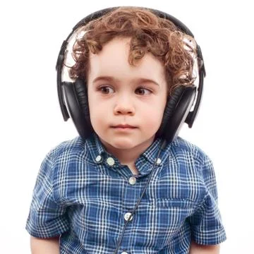 Cute boy on modern technology Stock Photos