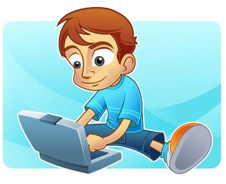 Cute boy on the net Stock Illustration
