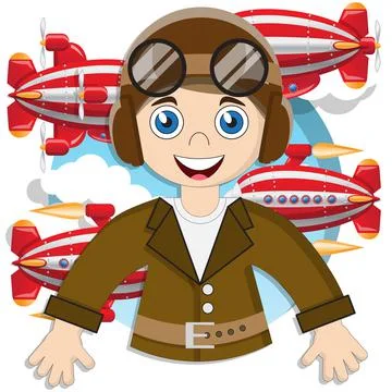 Cute boy is a pilot. Stock Illustration