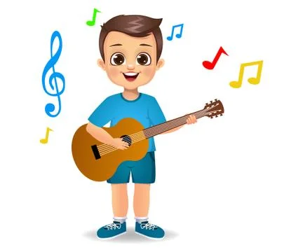Cute boy playing gritter vector Stock Illustration