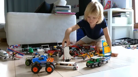 Cute Boy Playing With Lego Stock Footage 117003618