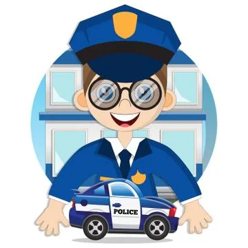 A cute boy is a policeman. Stock Illustration