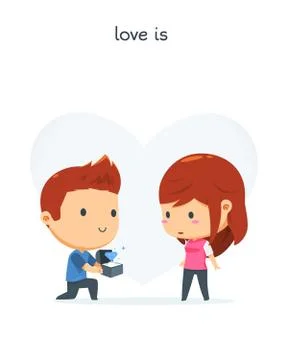 A cute boy propose his girlfriend Stock Illustration