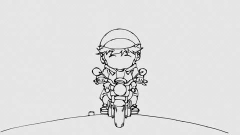 Cute Boy Riding Motorcycle Animation Loop with Alpha Channel Stock Footage 347039039