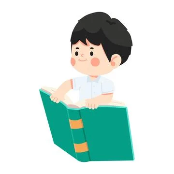 Cute boy sitting on a flying book Stock Illustration