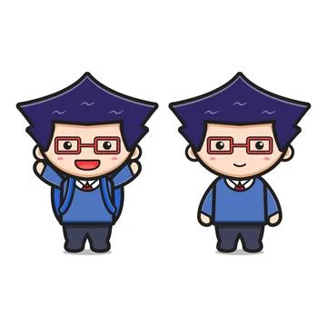 Cute boy student back to school cartoon icon vector illustration Stock Illustration
