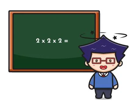 Cute boy student dizzy doing math cartoon icon vector illustration Stock Illustration