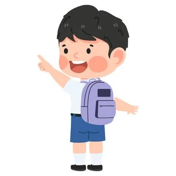 Cute boy student point cartoon Stock Illustration