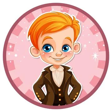 Cute boy student in school uniform profile logo Stock Illustration