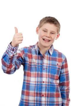 Cute boy with thumb up Stock Photos
