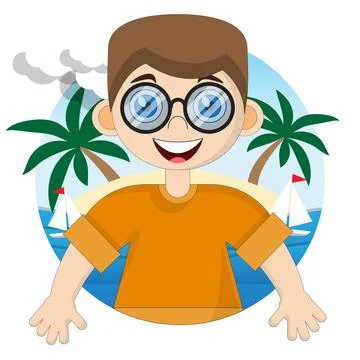 Cute boy on vacation. Stock Illustration