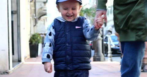 Cute Boy Walking With Mom Stock Footage 146013260
