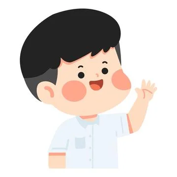Cute Boy Waving Hello Friendly Greeting Stock Illustration