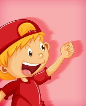 Cute boy wearing red cap with stranglehold position cartoon character isolate Stock Illustration