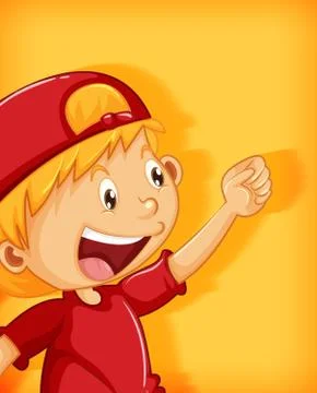 Cute boy wearing red cap with stranglehold position cartoon character isolate Stock Illustration