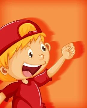 Cute boy wearing red cap with stranglehold position cartoon character isolate Stock Illustration