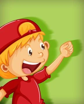 Cute boy wearing red cap with stranglehold position cartoon character isolate Stock Illustration