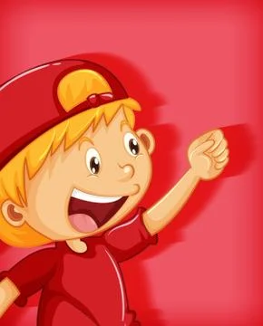 Cute boy wearing red cap with stranglehold position cartoon character isolate Stock Illustration