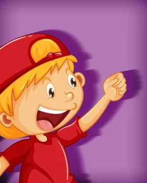 Cute boy wearing red cap with stranglehold position cartoon character isolate Stock Illustration