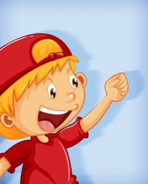 Cute boy wearing red cap with stranglehold position cartoon character isolate Stock Illustration