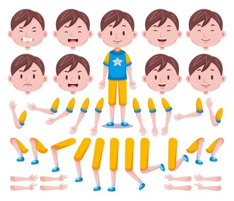 Cute Boys Character Creation Set 1 Stock Illustration
