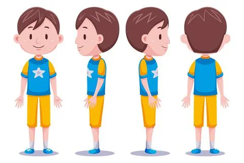 Cute boys character in different poses 1 Stock Illustration