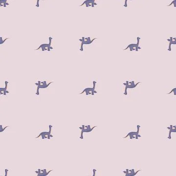 Cute brachiosaurus seamless pattern. Funny children dinosaur sketch. Stock Illustration