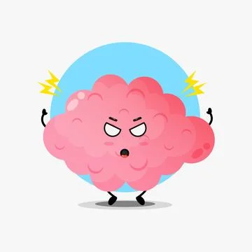 Cute brain character is angry Stock Illustration